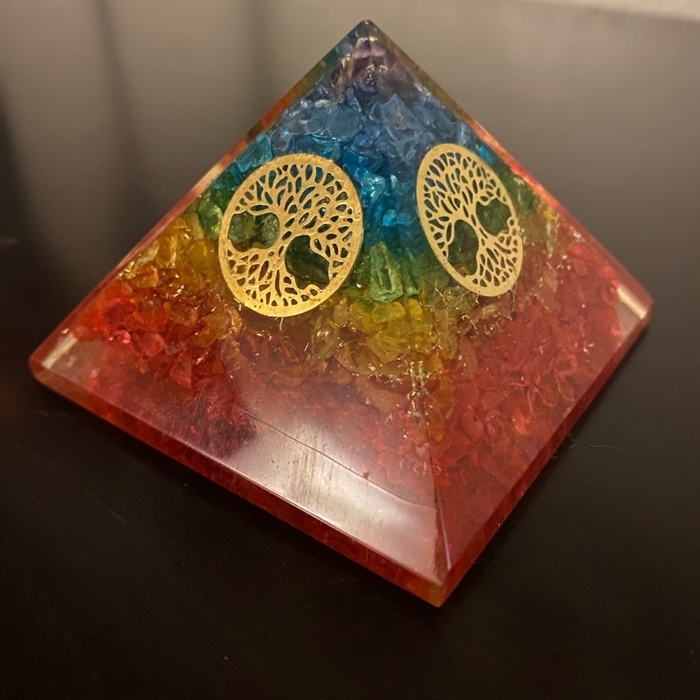 Orgonite Chakra Pyramid Tree of Life | Crystal Energy Healing Decor - Picture 3 of 5
